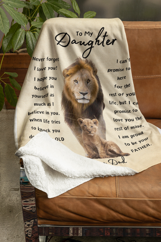 This Old Lion Blanket – Inspirational Gift from Dad to Daughter | Birthday, Christmas & Keepsake Gift