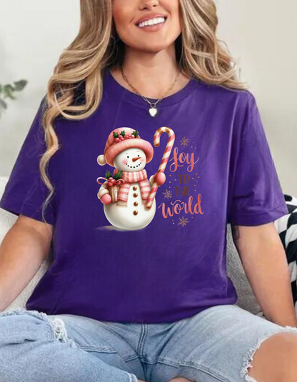 Snowman Joy to the World T-Shirt & Sweatshirt – Share Holiday Cheer with Style