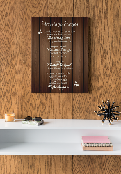 Marriage Prayer Canvas Art – Unique Gift for Weddings or Showers